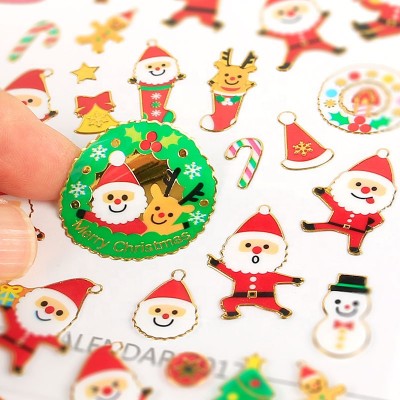 Custom printing mini self adhesive Christmas label paper PVC adhesive sticker