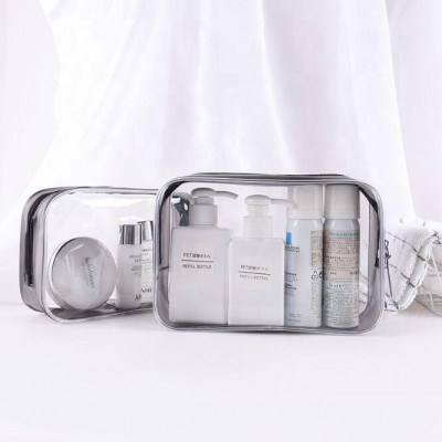 Wholesale custom transparent pvc tote packaging zip zipper cosmetic bag